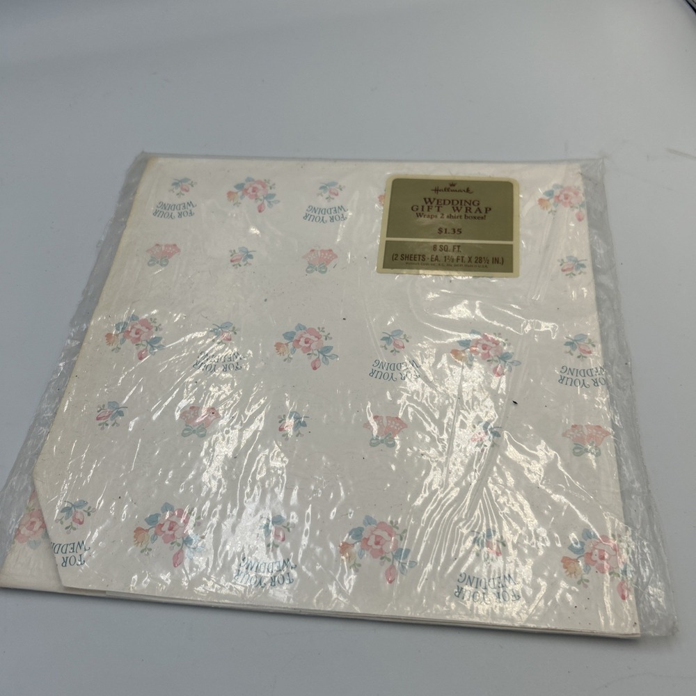 VINTAGE HALLMARK Wedding Gift Wrap Wrapping Paper - Embossed NEW NOS 8‎ Sq Feet